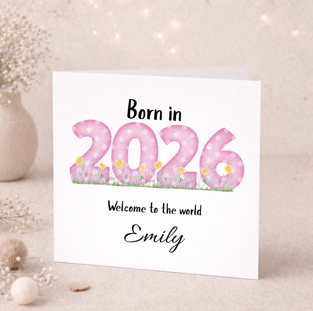 Born in 2026 Baby Announcement Card | Personalised Newborn Gift