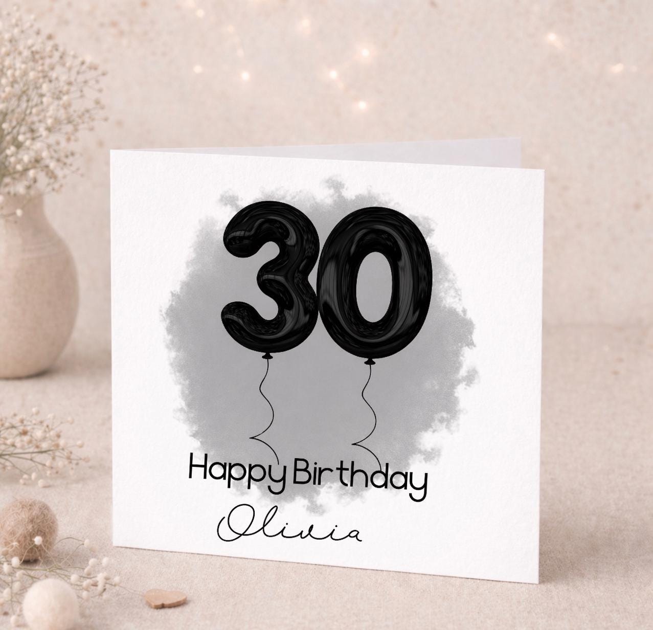 Personalised 30th Birthday Card | Custom Name Card for Her, Him & Friends