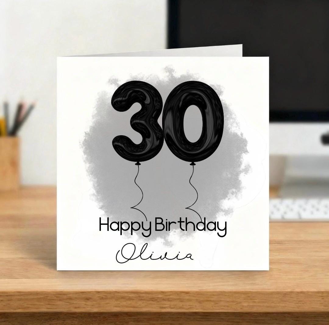 Personalised 30th Birthday Card | Custom Name Card for Her, Him & Friends