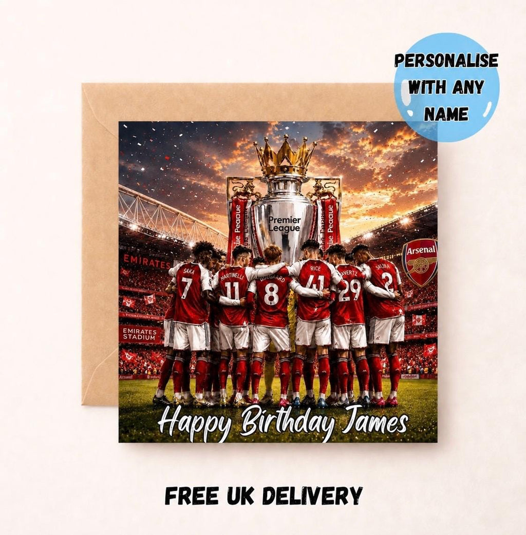Personalised Arsenal Birthday Card for Him | Football Fan Greeting Card | Gunners Gift for Dad, Son, Husband