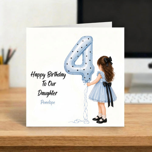 Birthday Personalised Card for Daughter | Custom Girl Balloon Birthday Card