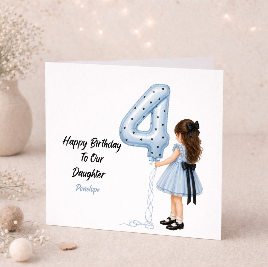 Birthday Personalised Card for Daughter | Custom Girl Balloon Birthday Card