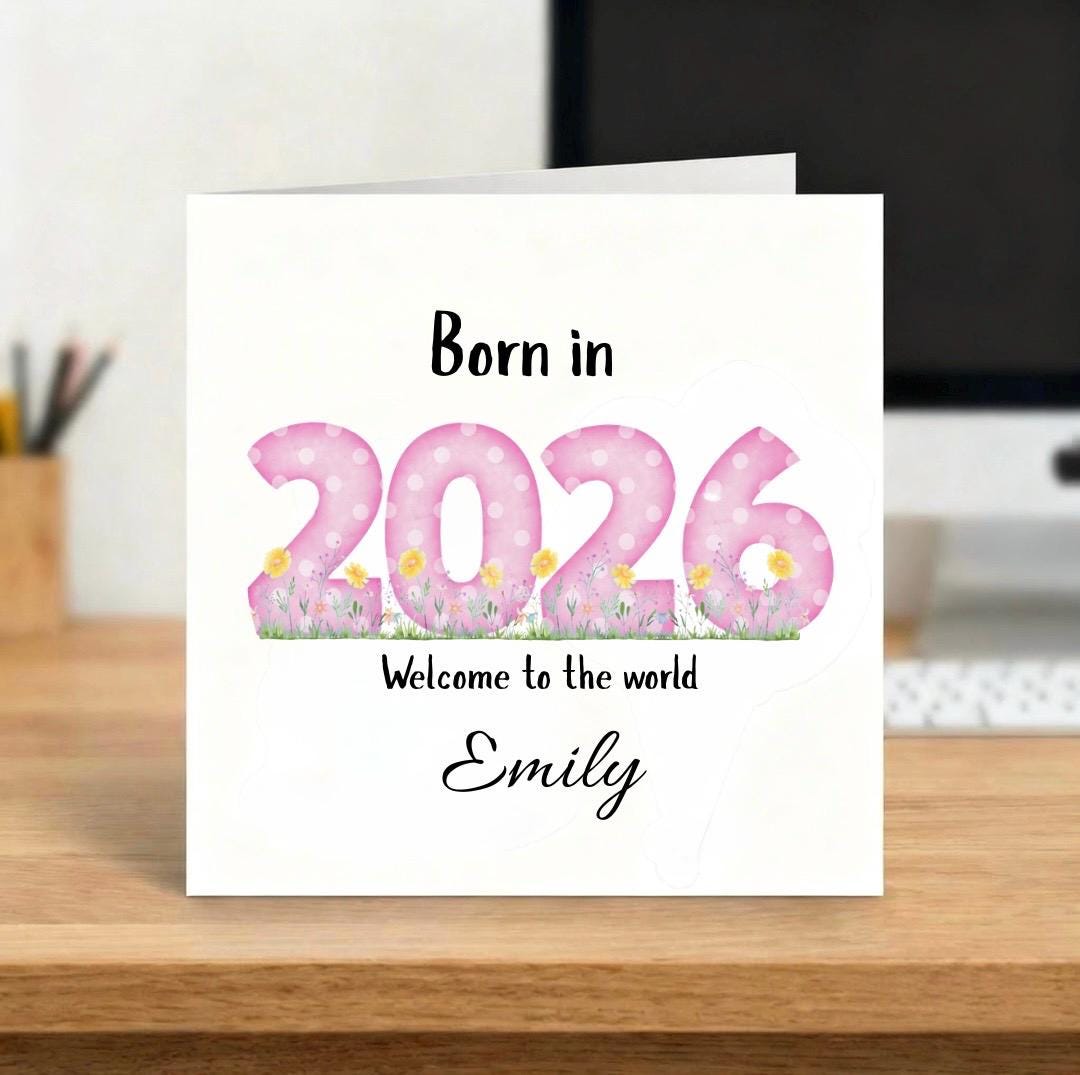 Born in 2026 Baby Announcement Card | Personalised Newborn Gift